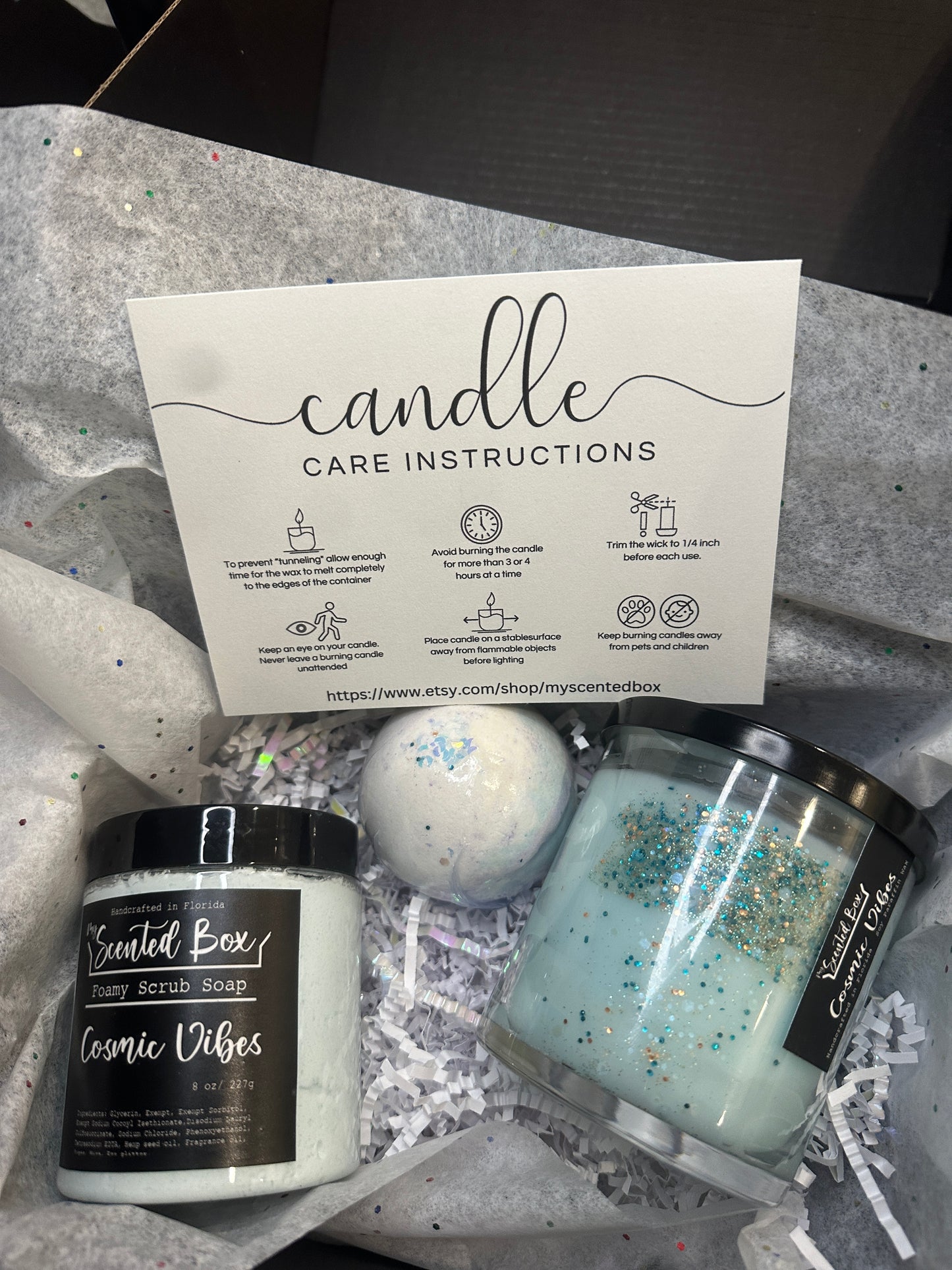 Spa Gift Box for Women, Pamper Me Bath Kit, Self Care Relaxation Pack, Candle Lover Gift Set for Fall Christmas