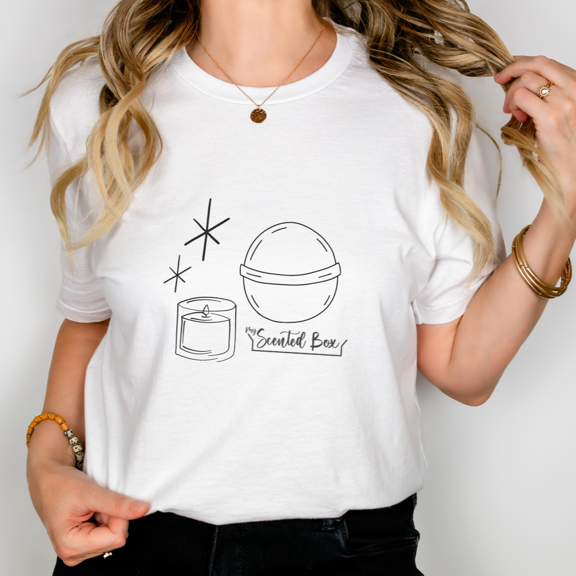 Sparkly Bath Bomb & Candle Spa Day Short Sleeve Soft Cotton T-shirt Jersey